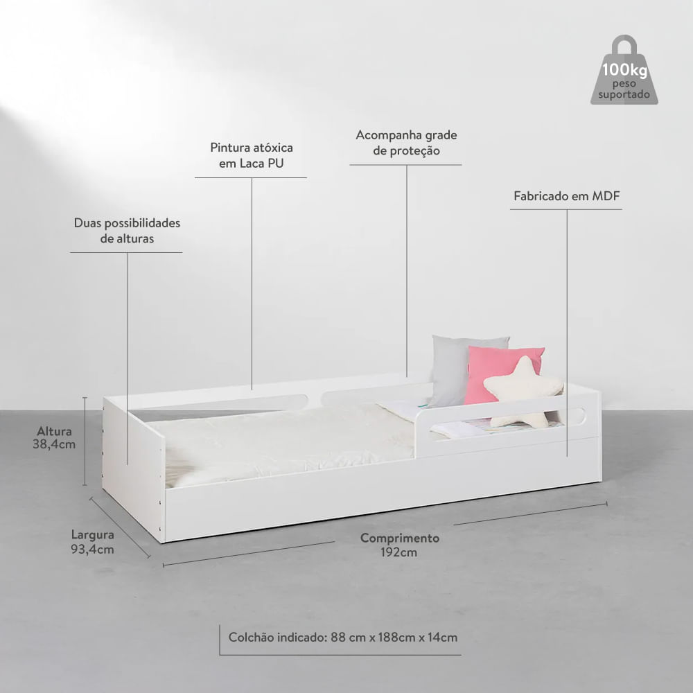 hero cama montessoriana tivoli com grades de protecao